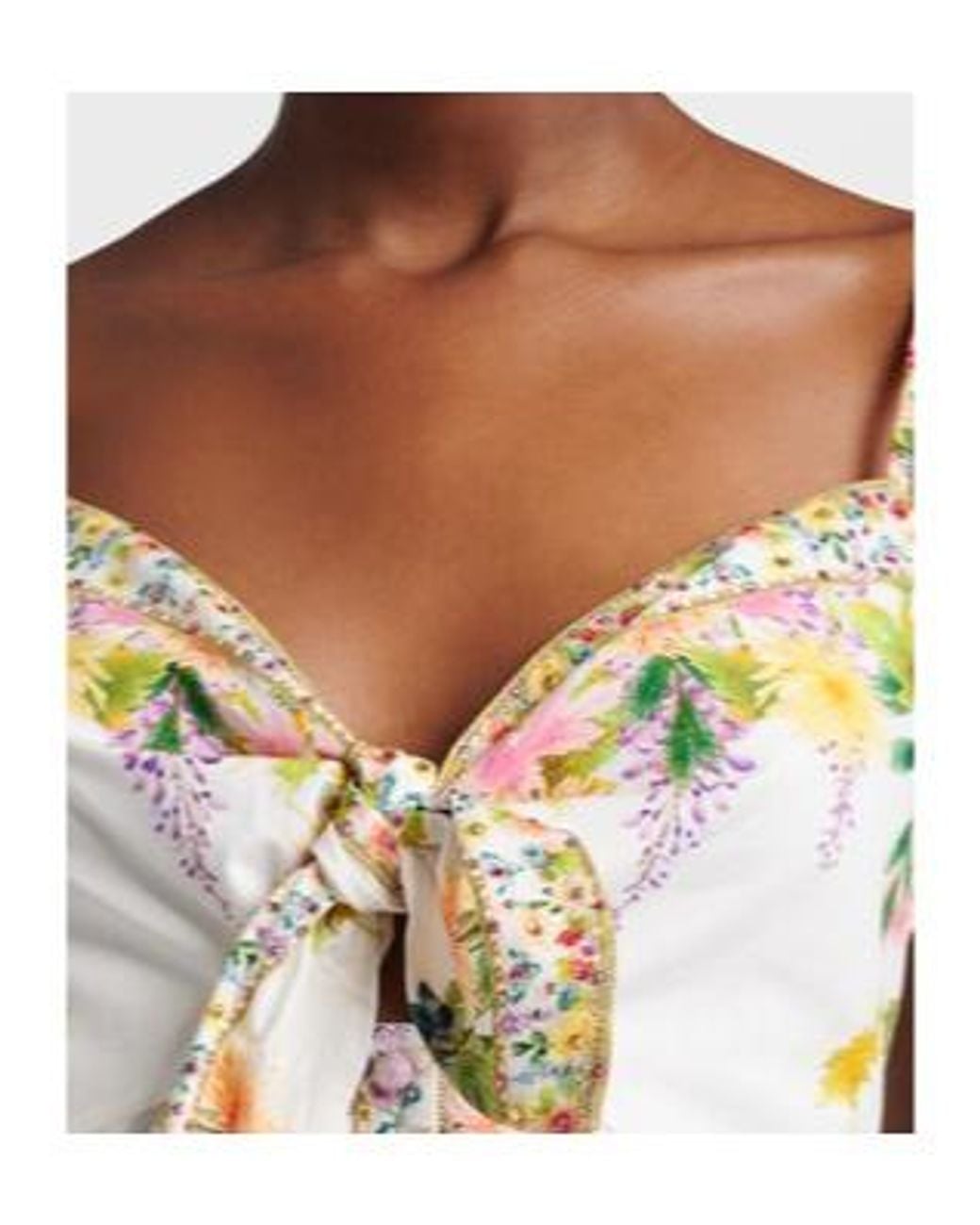 Camilla White Bow-Detail Floral Cotton Minidress