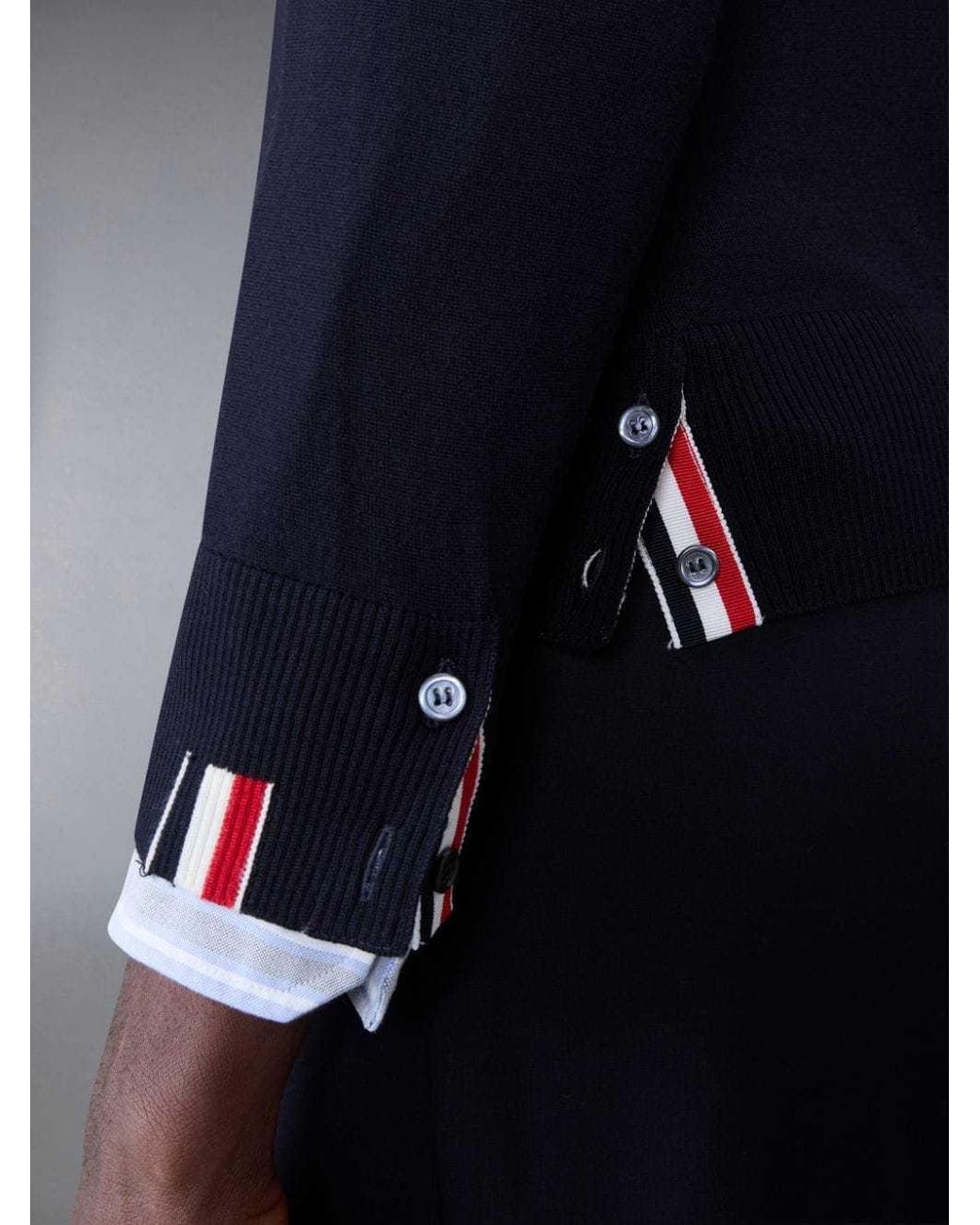 Thom Browne Blue Rwb Stripe Detailed Crewneck Jumper for men