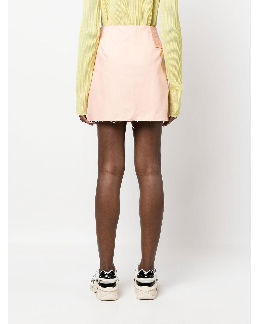 Raf Simons Pink Frayed Cotton Miniskirt