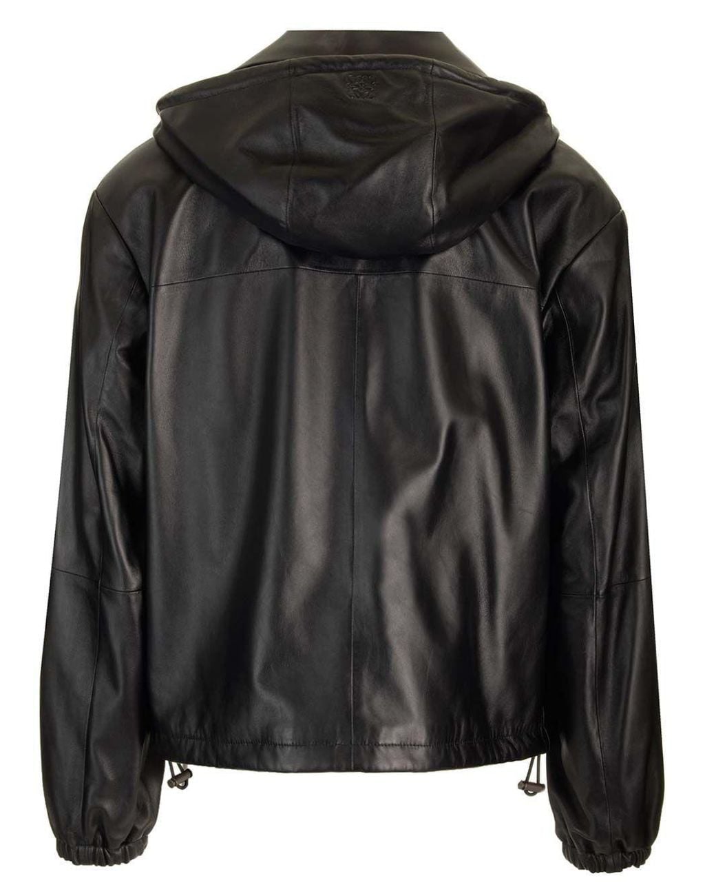Loewe Black Hooded Zipped Leather Jacket for men