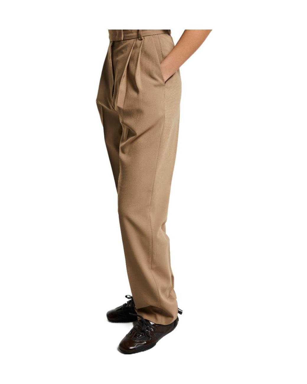 Frankie Shop Natural Pleated Suit Trousers
