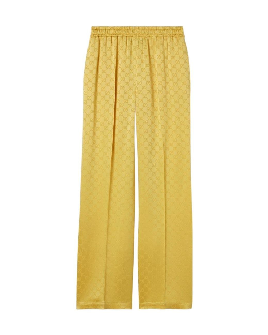 Gucci Yellow Gg Jacquard Elastic Waistband Pants