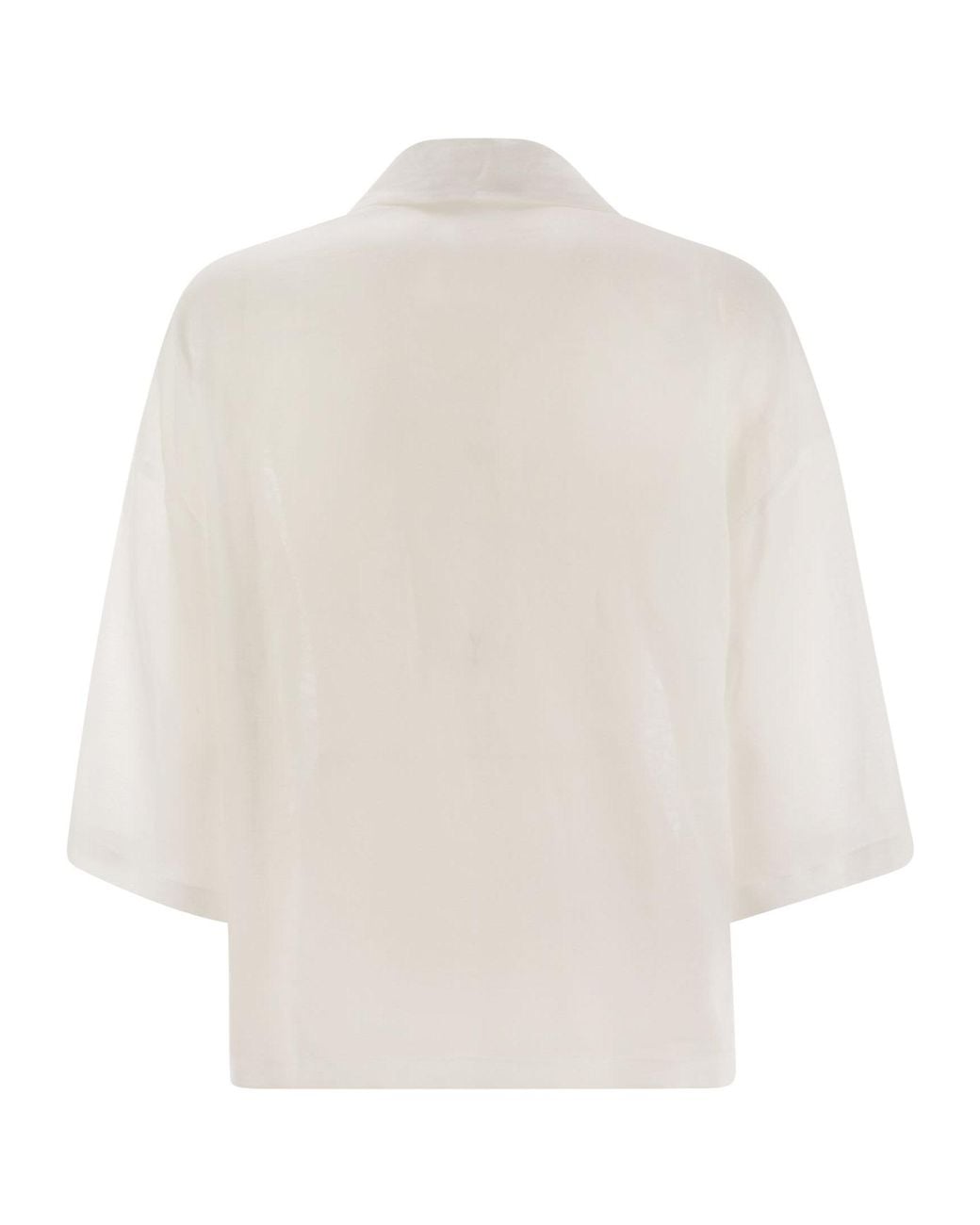 Max Mara White Studio Legno Embroidered Button-Up Shirt