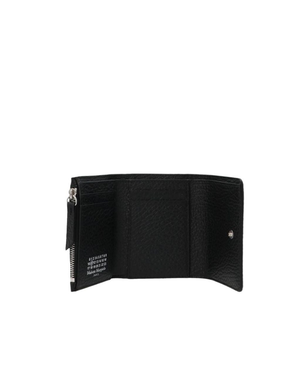 Maison Margiela Black Four-Stitch Tri-Fold Wallet