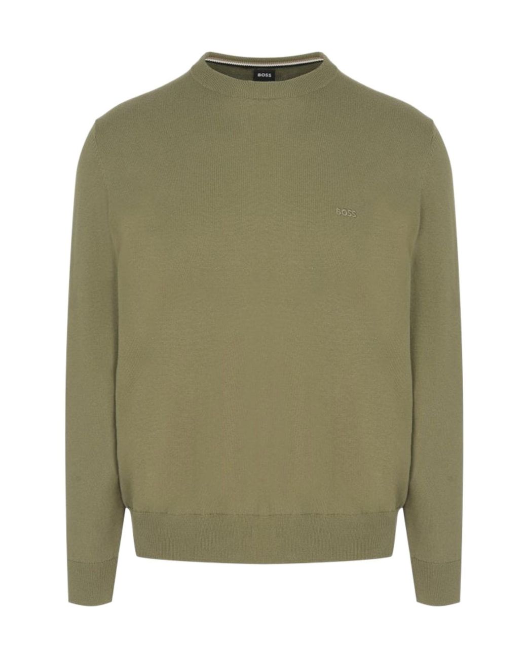 Boss Green Embroidered Logo Cotton Sweater for men
