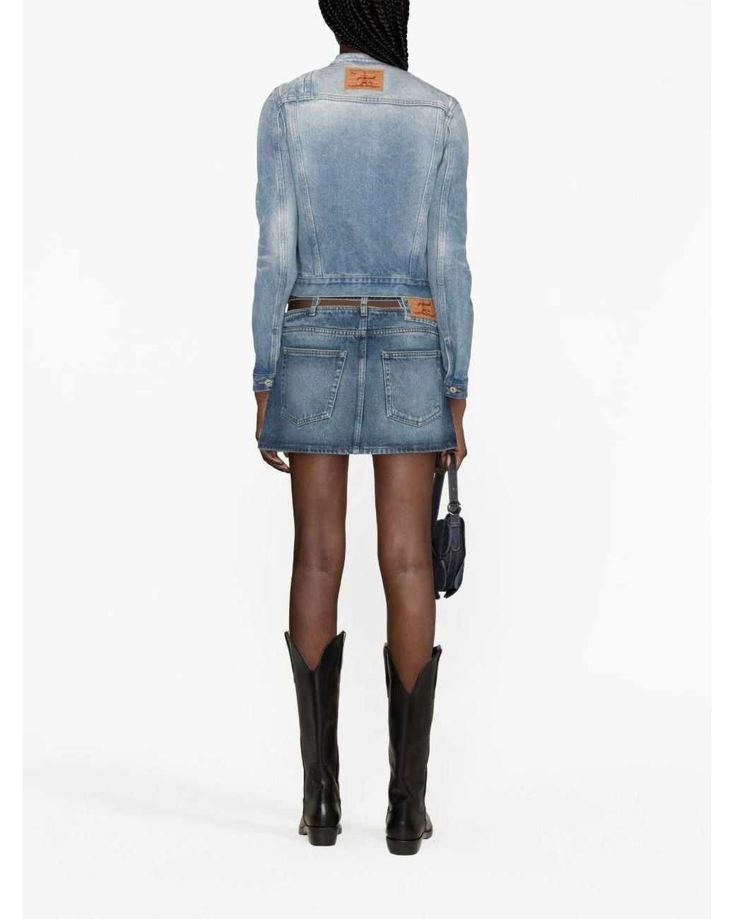 Y. Project Blue Y Belt Logo Patch Denim Skirt