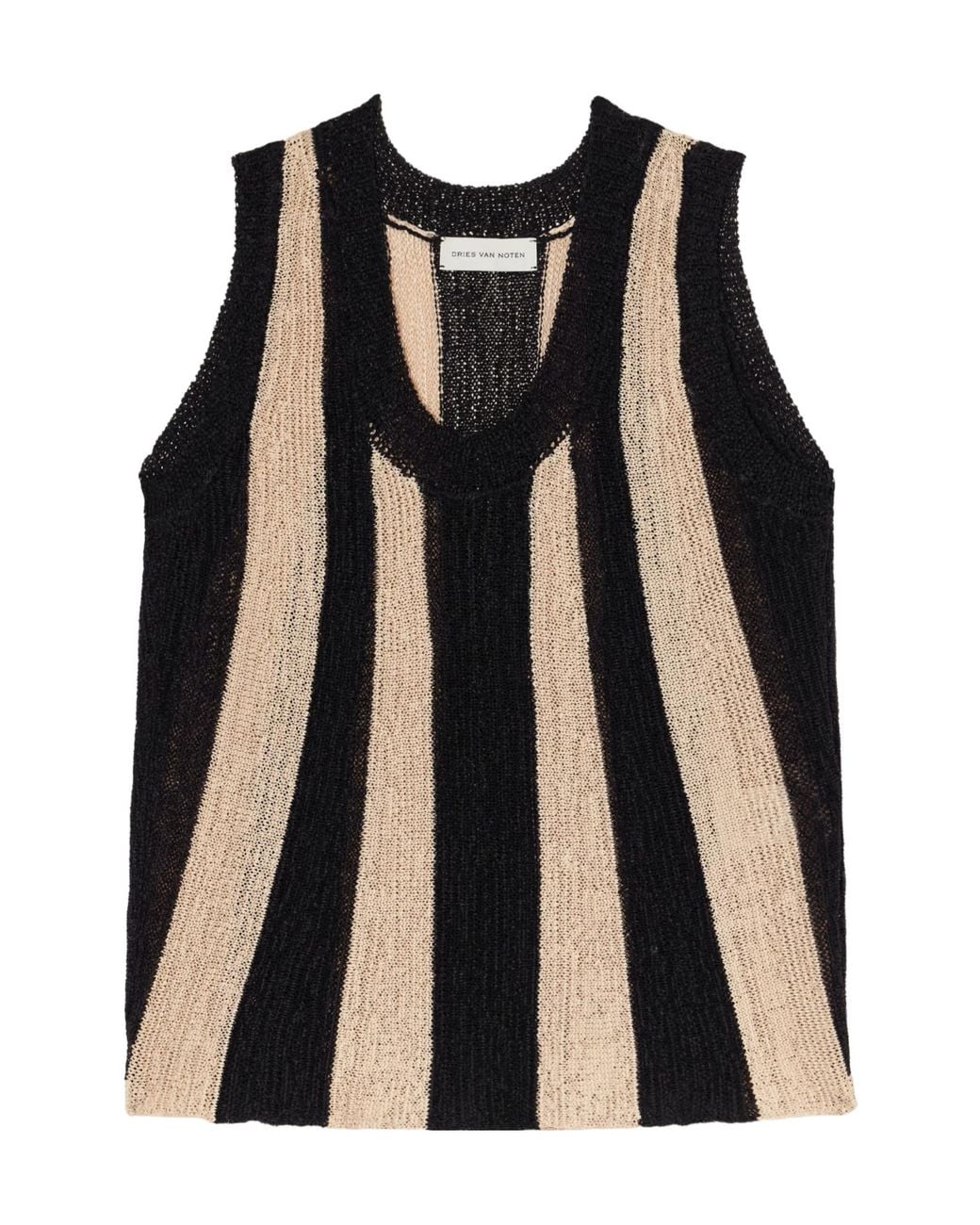 Dries Van Noten Black Toast Striped Knit Sweater