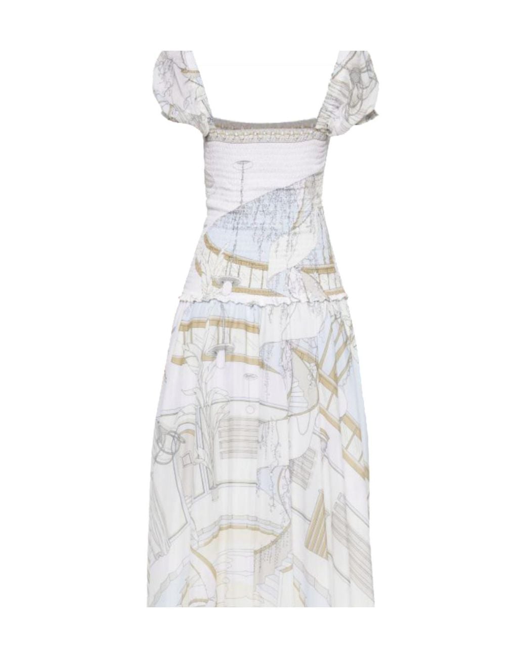 Tory Burch White Graphic-Print Midi Dress
