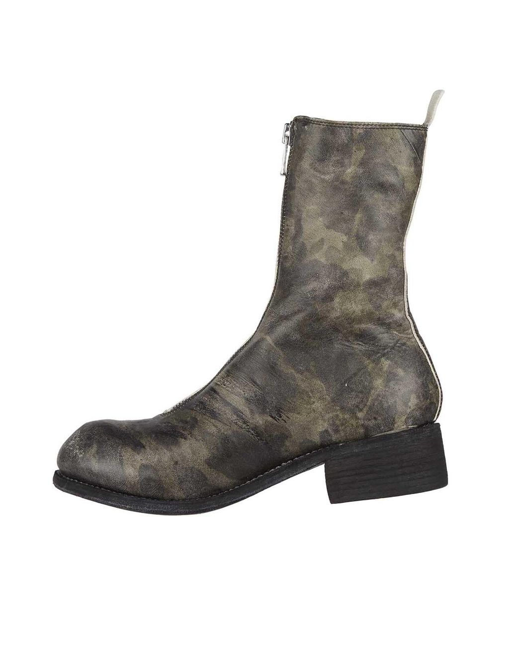 Guidi Brown Pattern Front Zipper Boots for men
