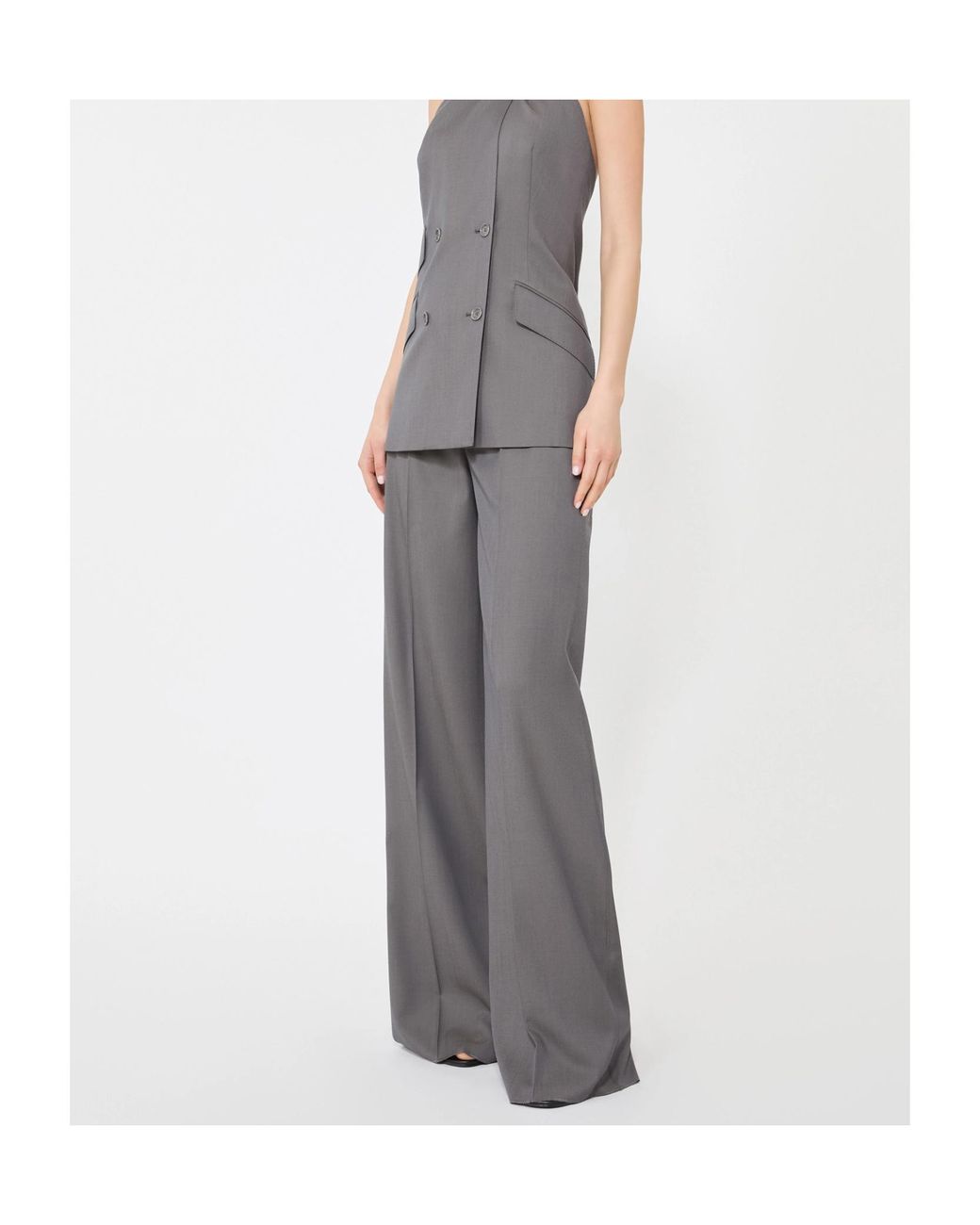 Max Mara Gray Serio Pressed Crease Tailored Pants
