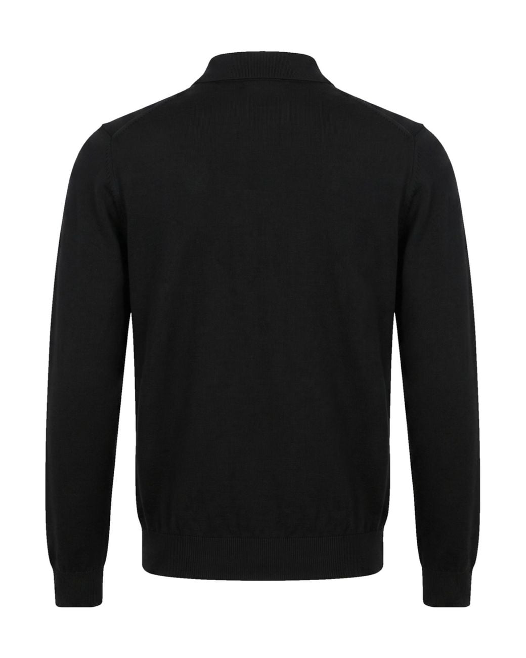 Emporio Armani Black Zip-Neck Embroidered Logo Polo Shirt for men