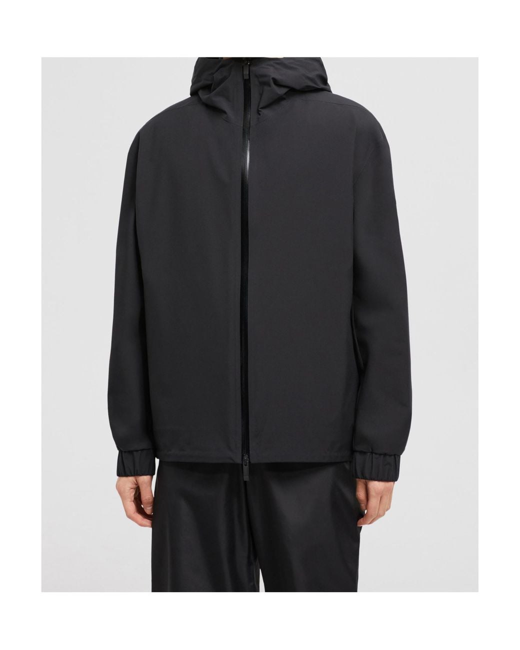Moncler Black Zip-Up Hooded Jacket for men