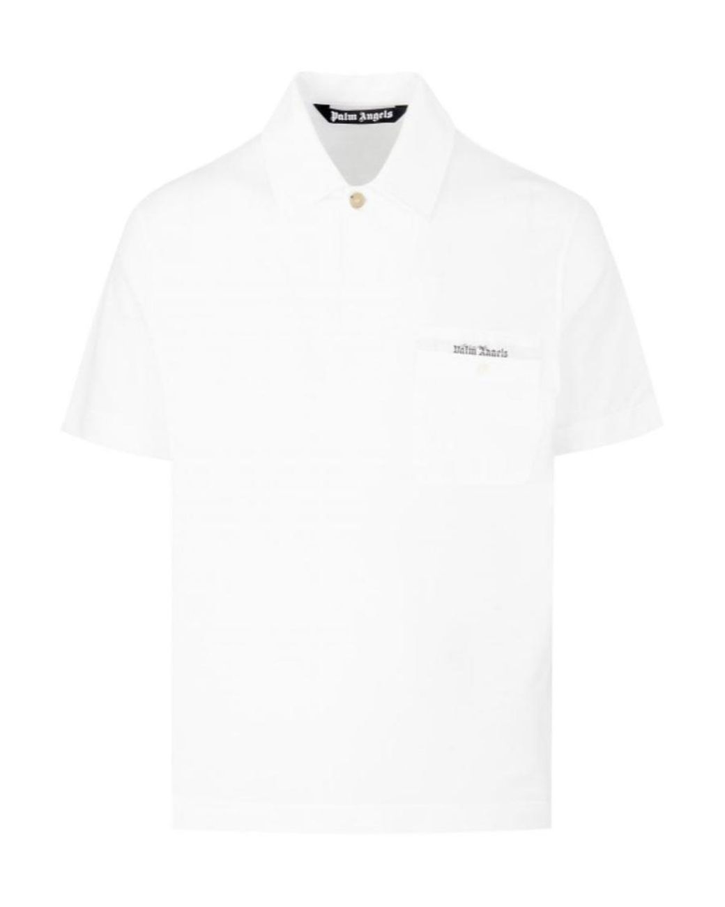 Palm Angels White Sartorial Tape Logo Detailed Polo Shirt for men