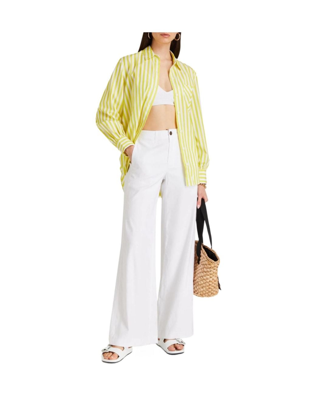 Rag & Bone White Wide-Leg Trousers