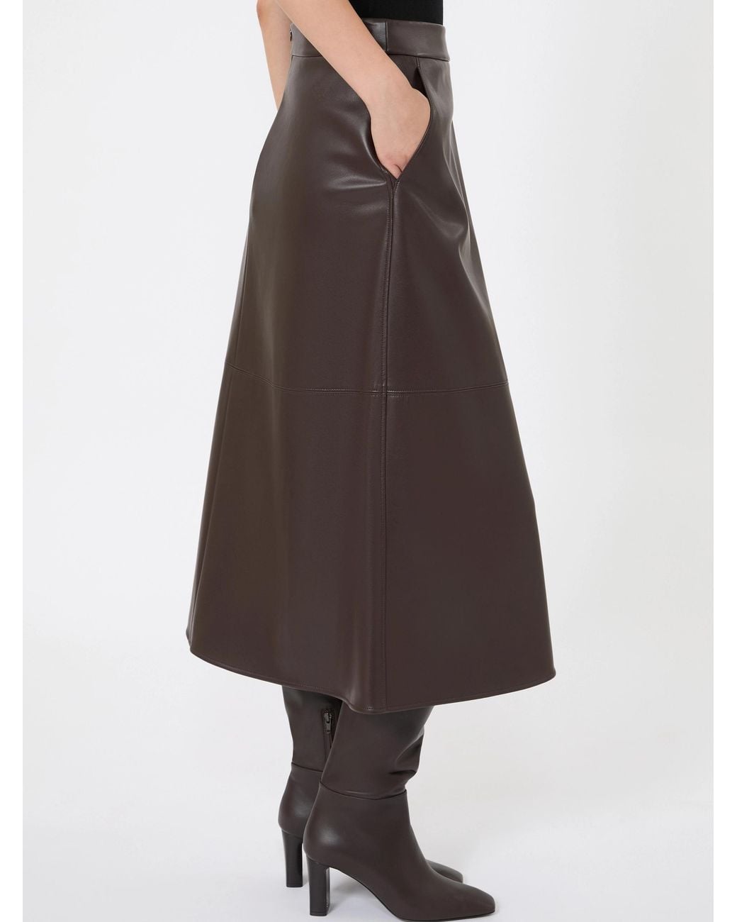 Max Mara Brown Coated Jersey Circle Skirt