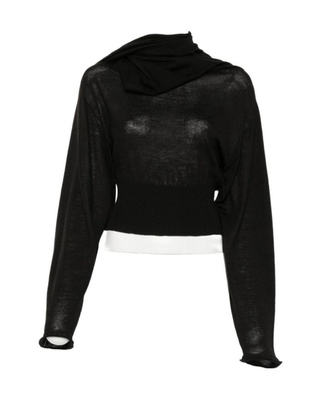 Rick Owens Black Asymmetric Draped Sweater