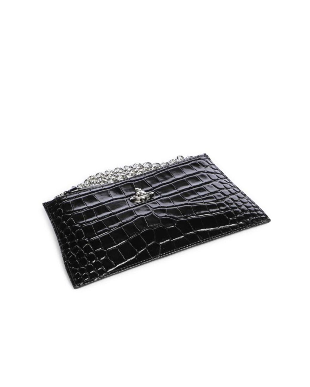 Vivienne Westwood Black Chain Embossed Logo Clutch Bag