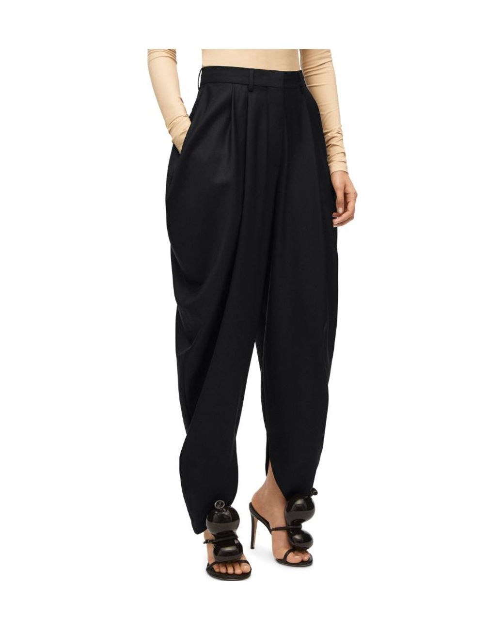 Loewe Black Draped Pleated Trousers
