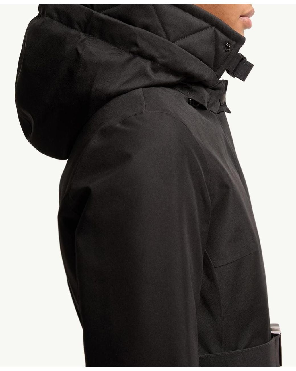 Moncler Black Grenoble Belted Fur-Trim Down Jacket