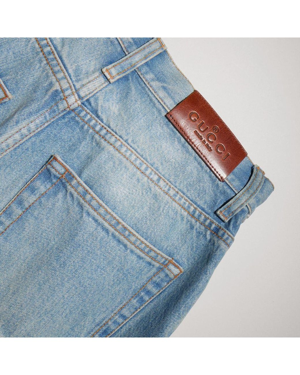 Gucci Blue Straight-Leg Denim Jeans