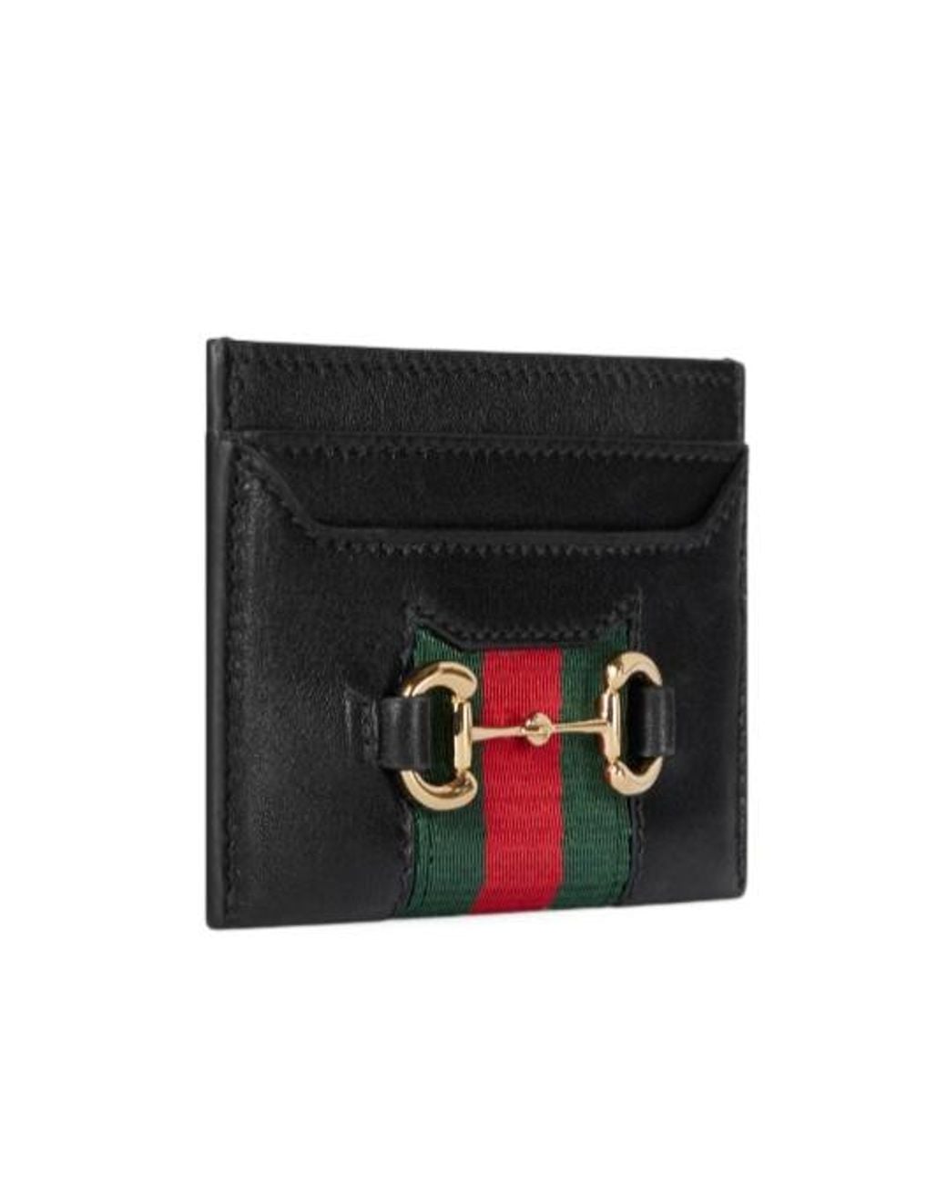 Gucci Black Horsebit Web Card Case