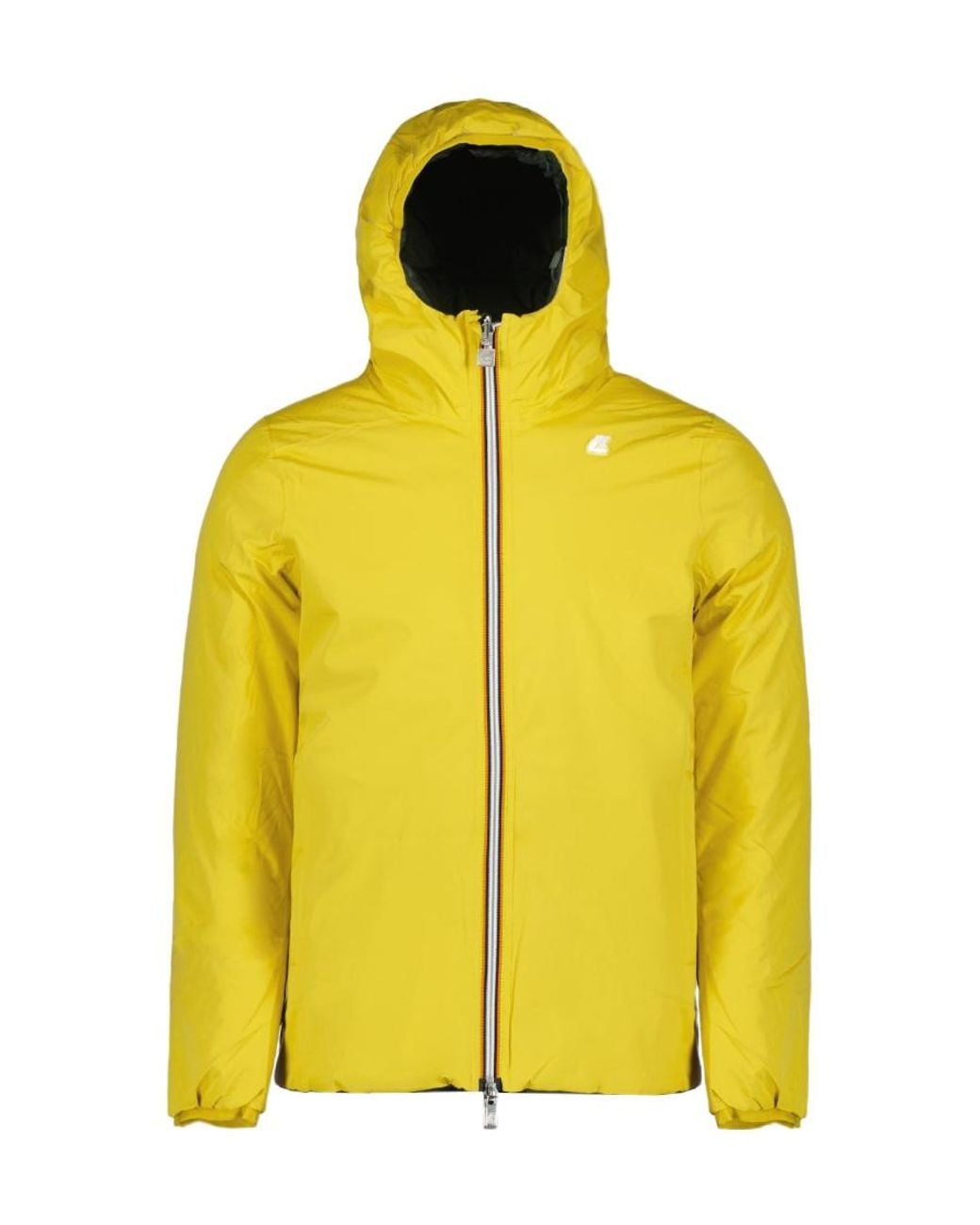 K-Way Yellow Logo-Patch Hooded Padded Jacket for men