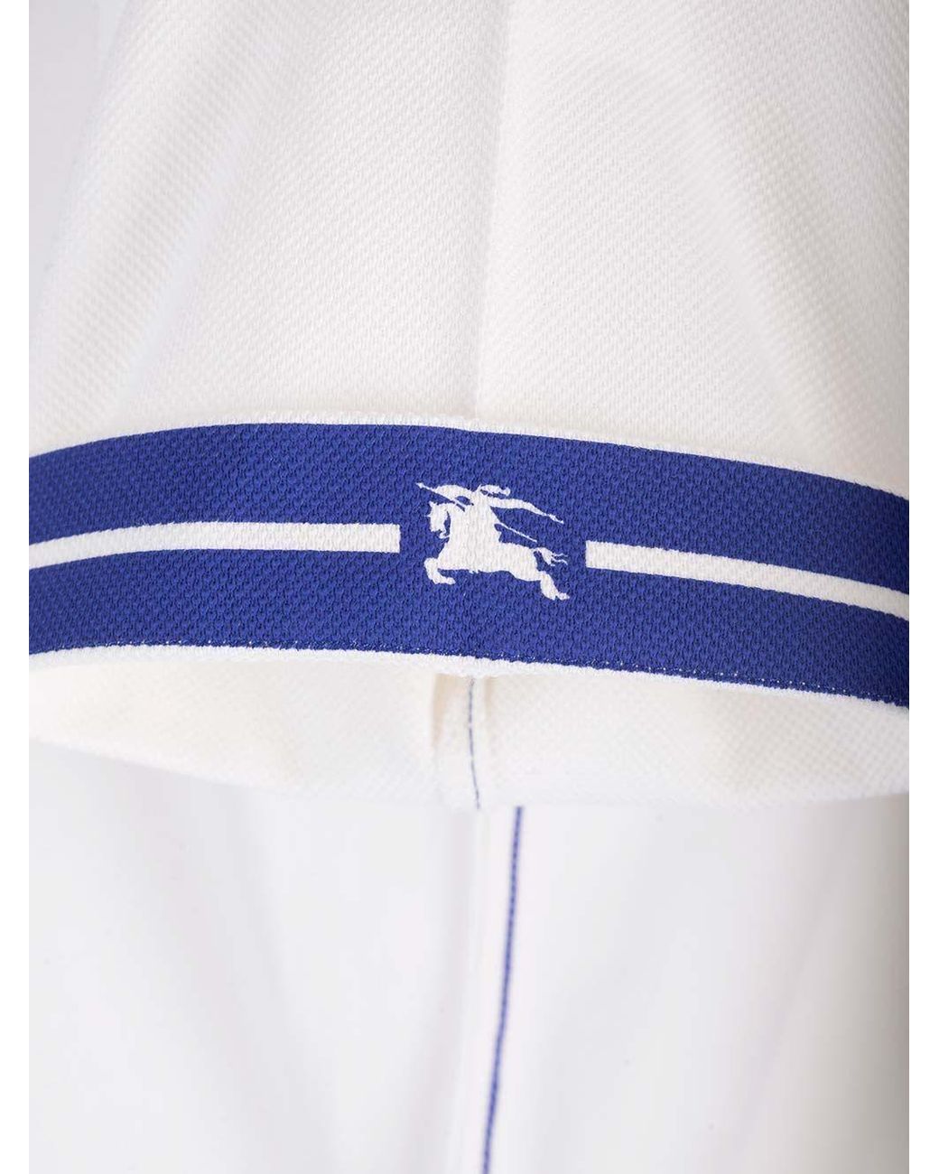 Burberry White Striped-Detail Short Sleeved Polo Shirt for men