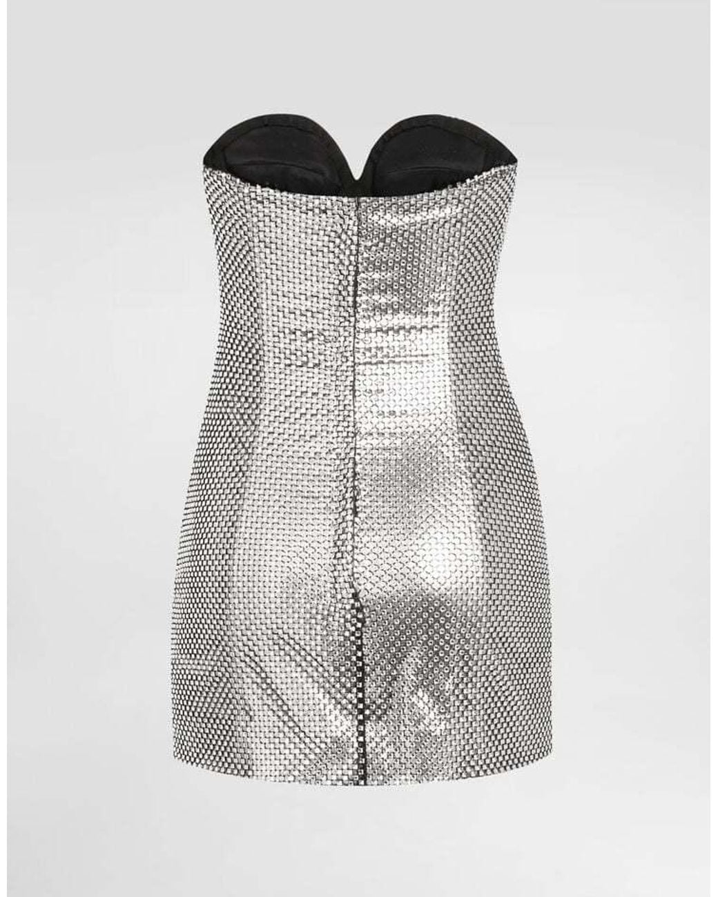 Dolce & Gabbana Gray Sequin Off-Shoulder Dress