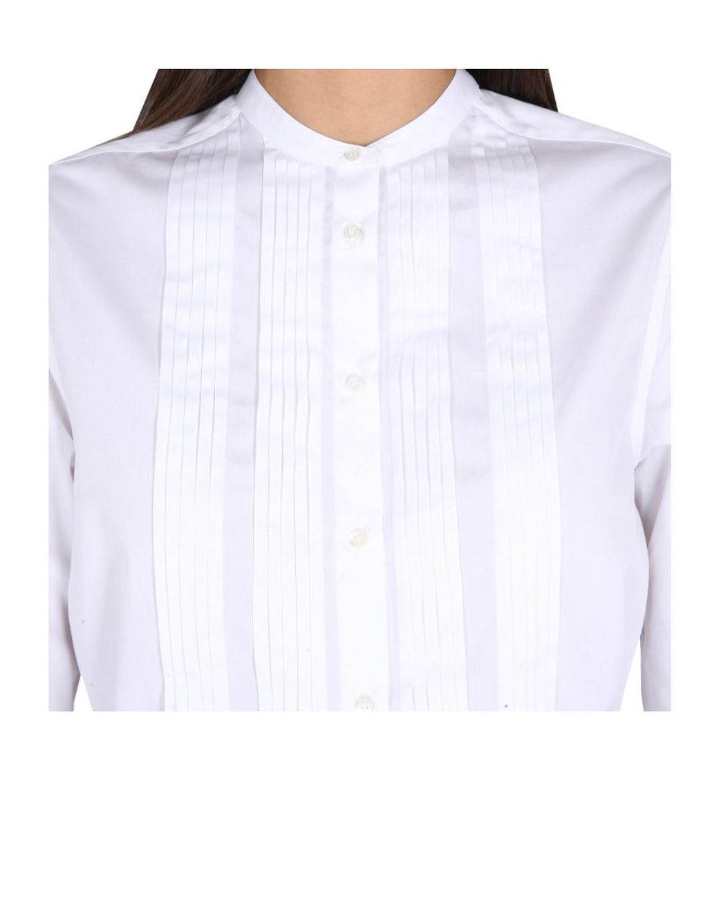 Aspesi White Peplum Buttoned Long-Sleeved Shirt