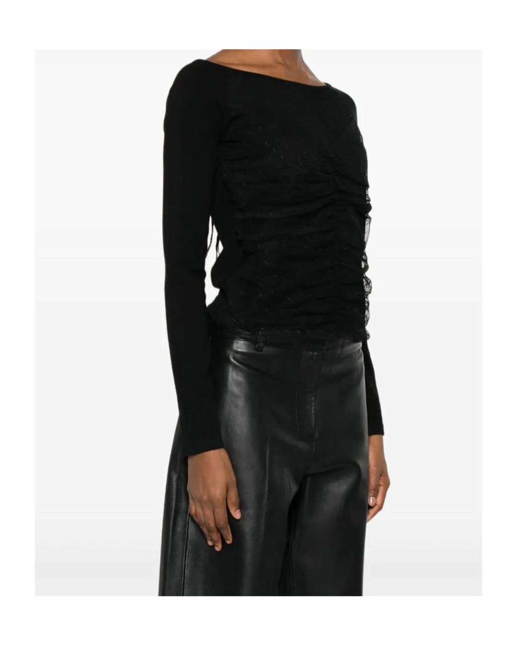 Twinset Black Ruffled Polka-Dot Blouse