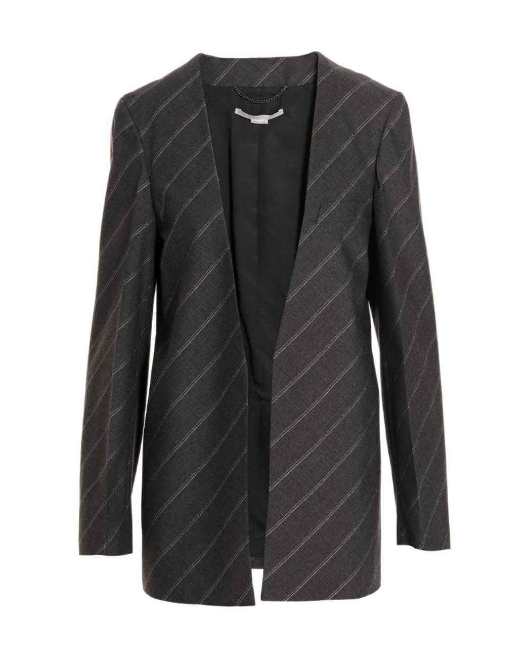 Stella McCartney Black Logo-Printed Striped Blazer