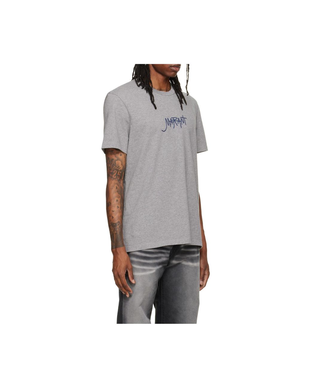 Isabel Marant Gray Honore Logo-Embroidered T-Shirt for men