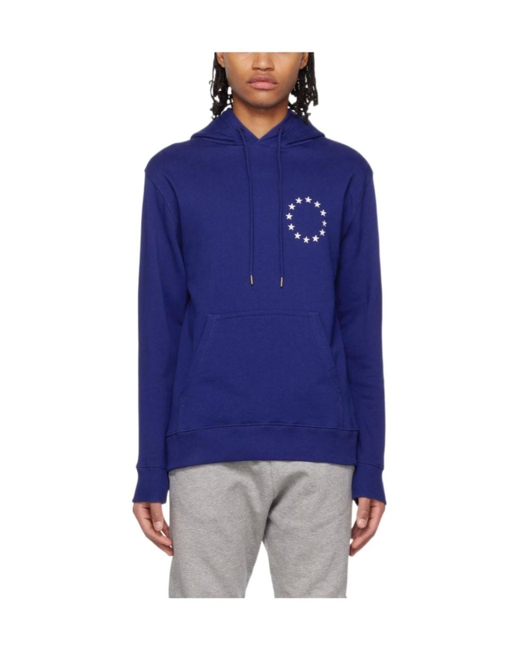 Etudes Studio Blue Europa-Print Organic Cotton Hoodie for men