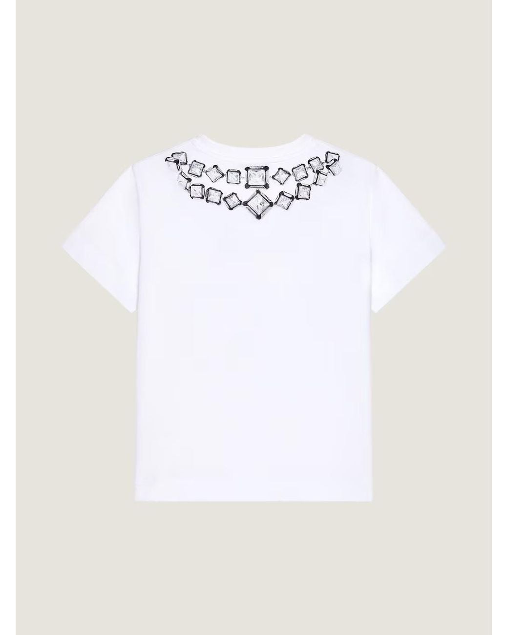 Givenchy White Deconstructed Crystals Printed Crewneck T-Shirt