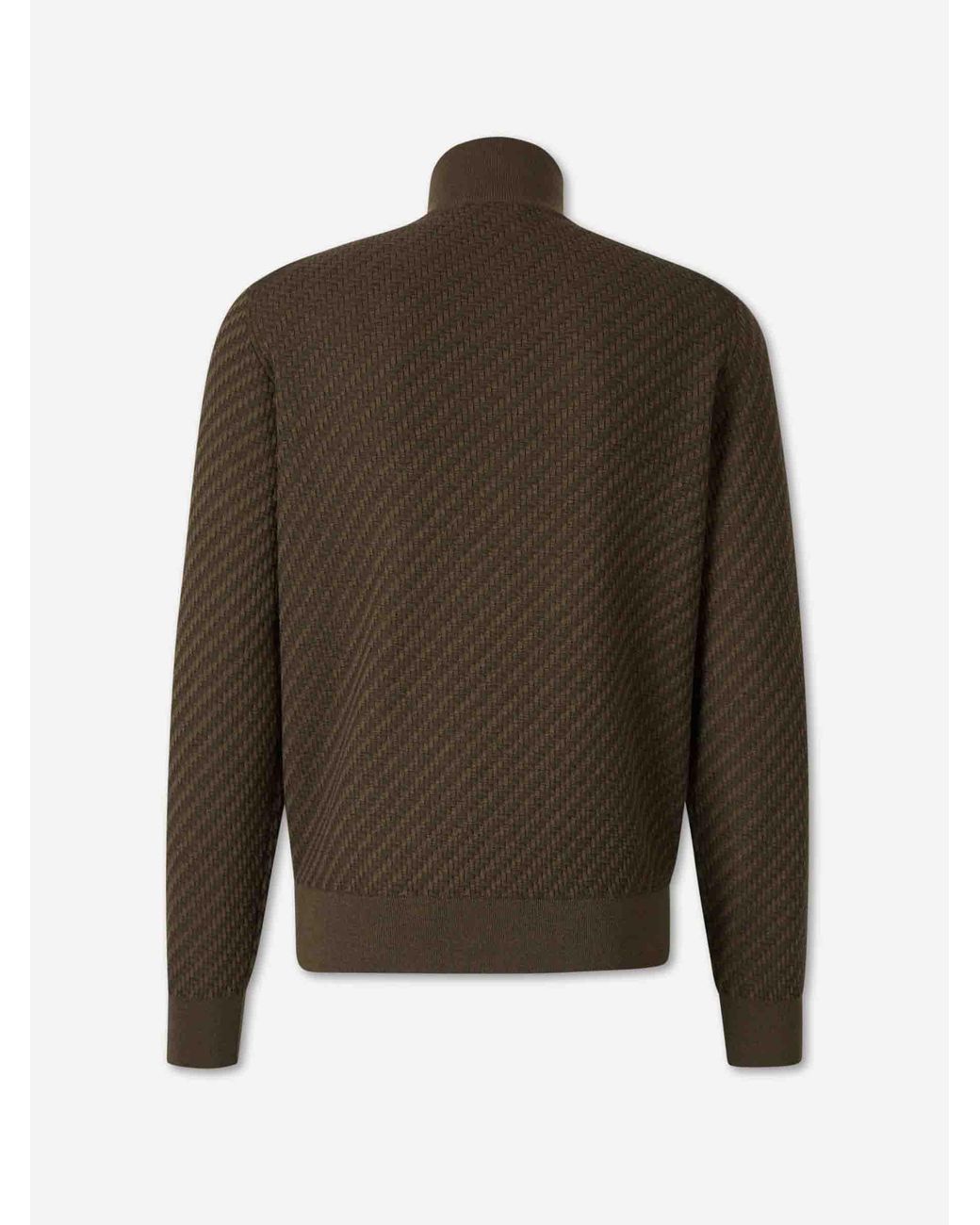 Brioni Green Knitted Zip-Up Cardigan for men