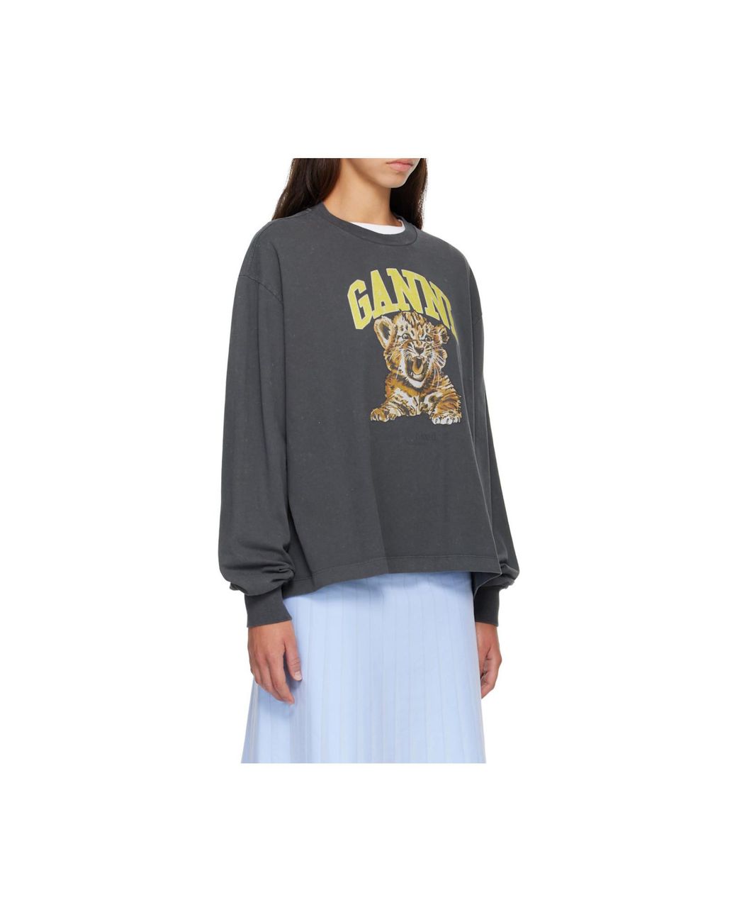 Ganni Black Logo Tiger Long Sleeve T-Shirt