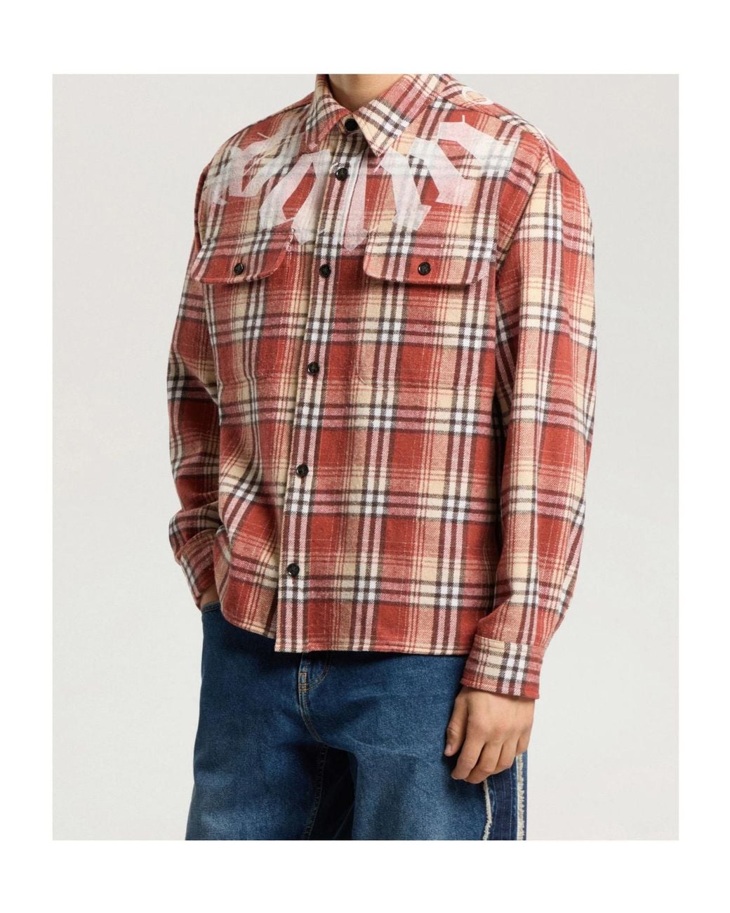Palm Angels Pink Logo Printed Checked Shirt for men