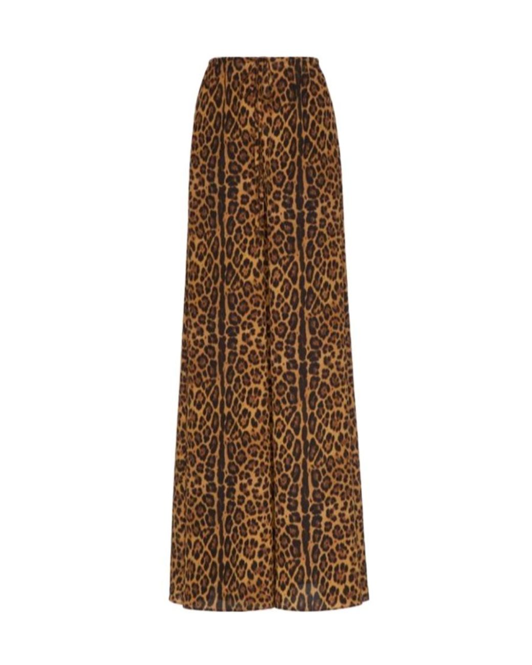 Valentino Brown Leopard Print Double Crepe Casual Pants