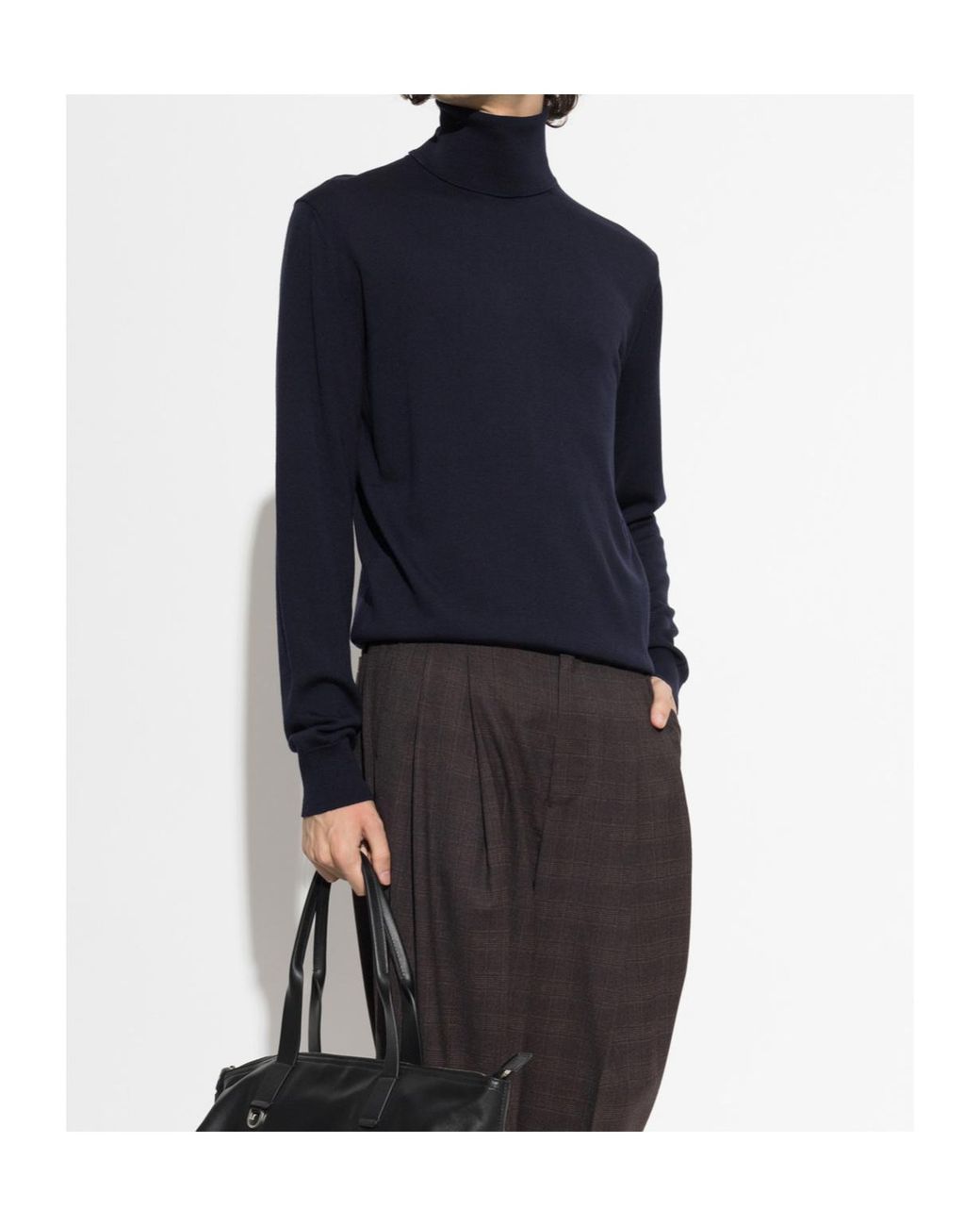 Dolce & Gabbana Blue Fitted Turtleneck Knitted Sweater for men