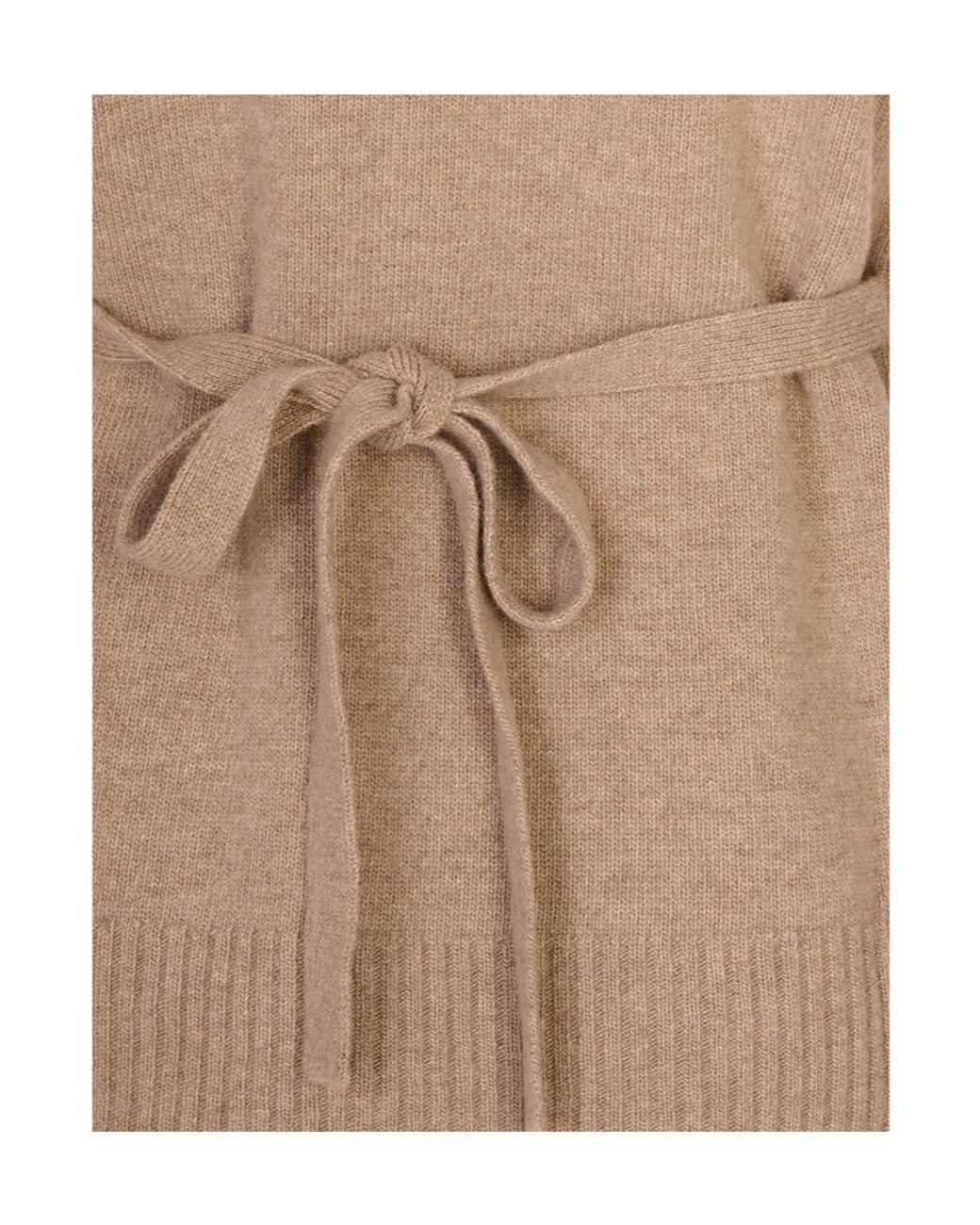 P.A.R.O.S.H. Brown Feather-Trim Tie-Waist Sweater