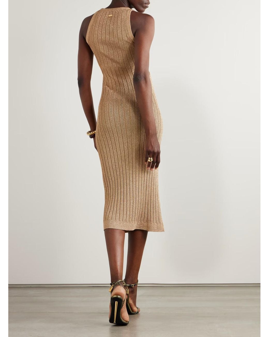 Tom Ford Natural Metallic-Threading Midi Dress