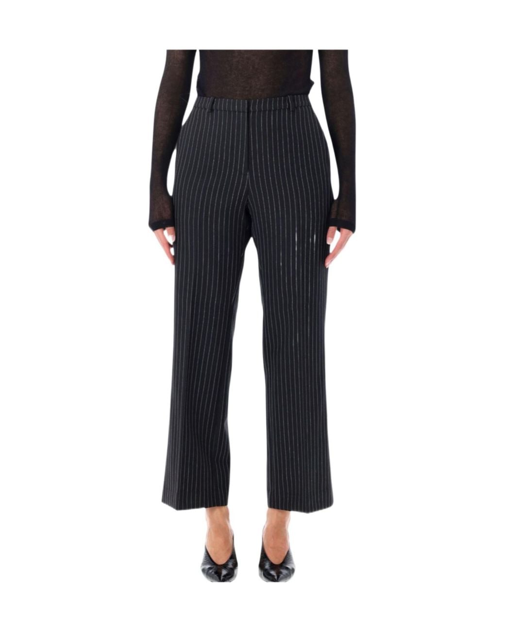 Anine Bing Black Thomas Pinstripe Pants