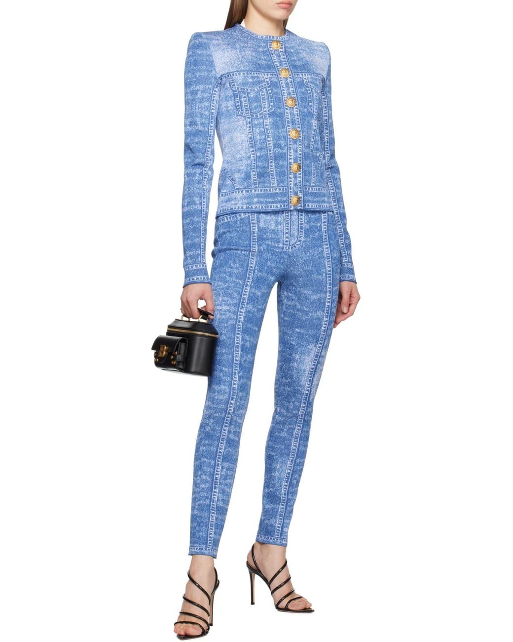 Balmain Blue Snap-Button Cardigan