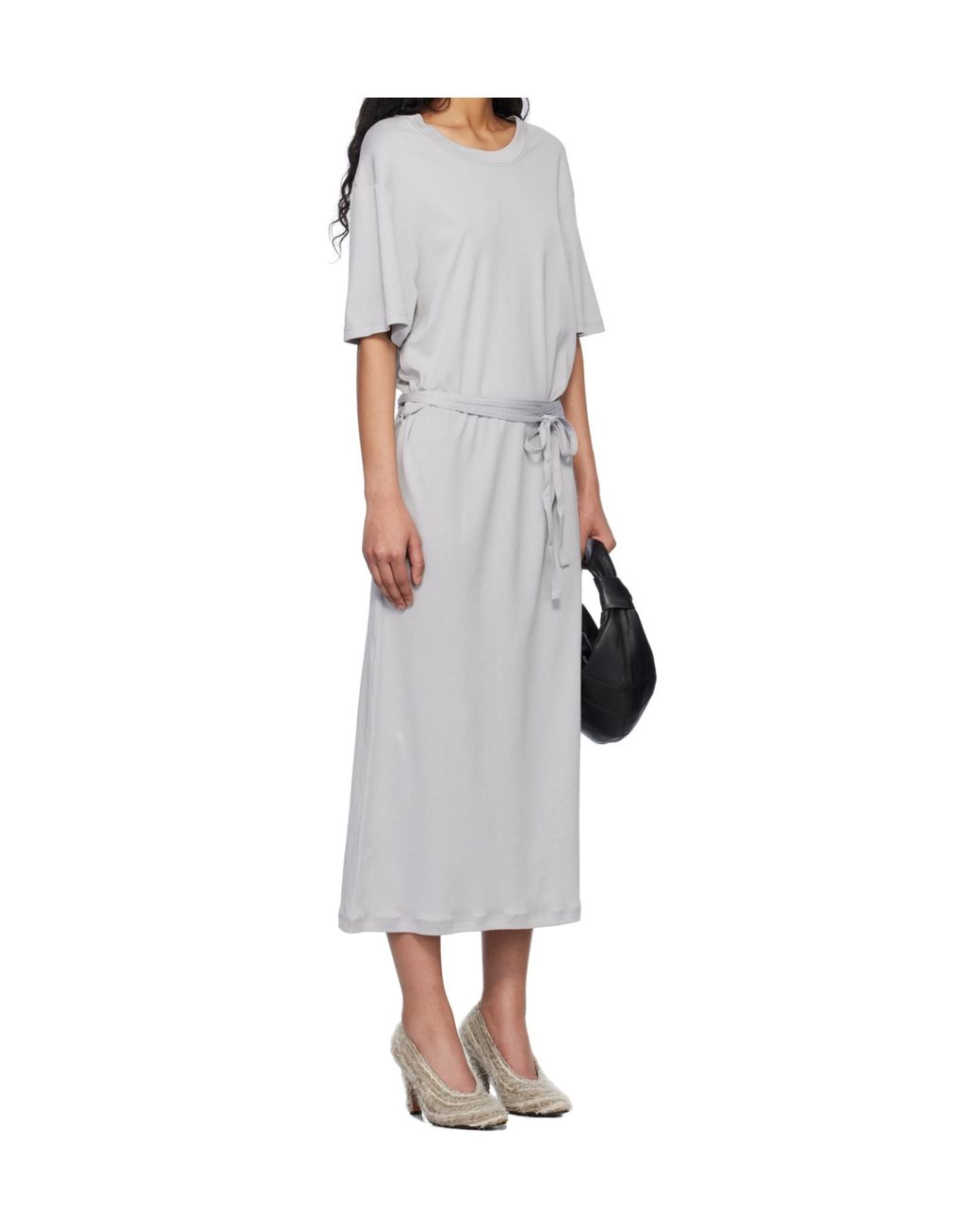 Lemaire Gray Belted Crewneck T-Shirt Dress