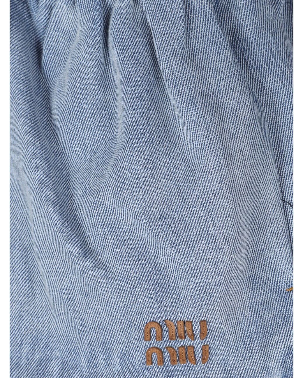 Miu Miu Blue Washed Denim Miniskirt