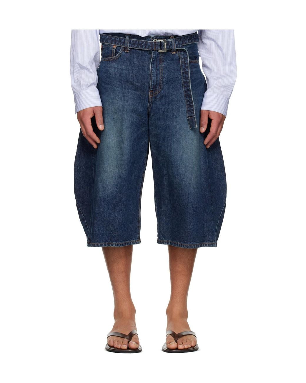 Sacai Blue Denim Shorts With Belt Loops for men