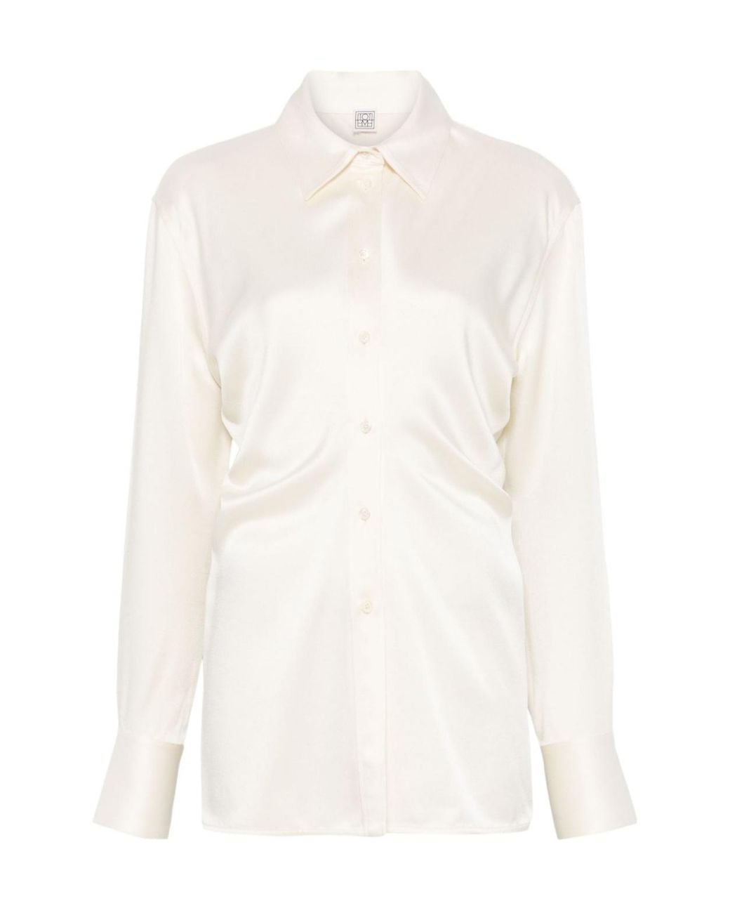 Totême White Totême Slouch-Waist Satin Shirt