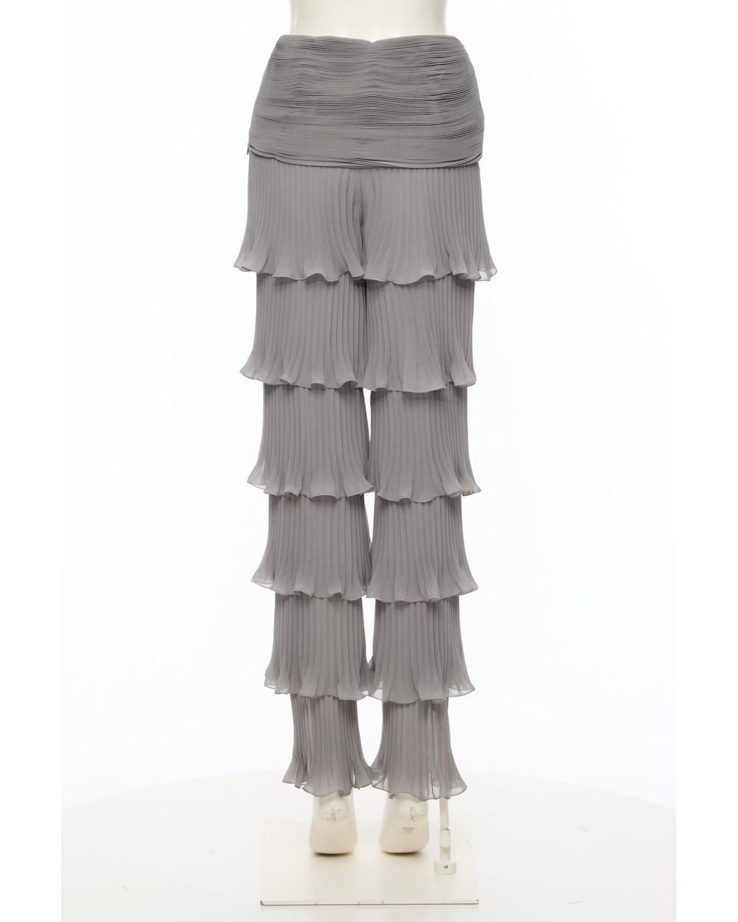 Valentino Gray Ruffled High Waist Pants