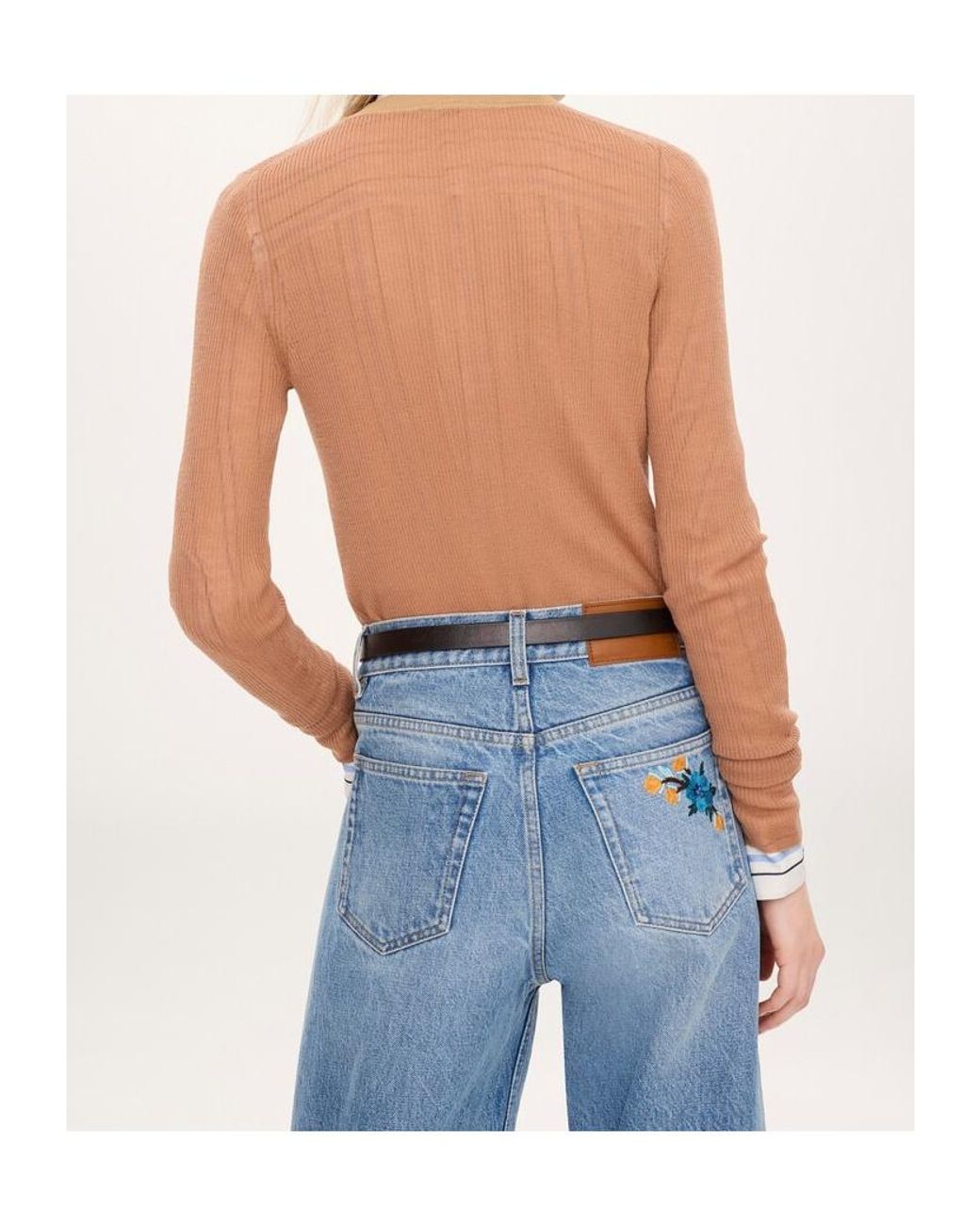 Chloé Multicolor Chloé Mp20 Ribbed Henley Knitted Top