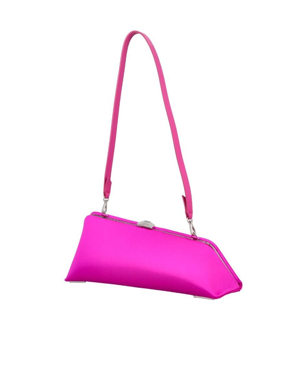 The Attico Pink The Long Night Logo Detailed Clutch Bag